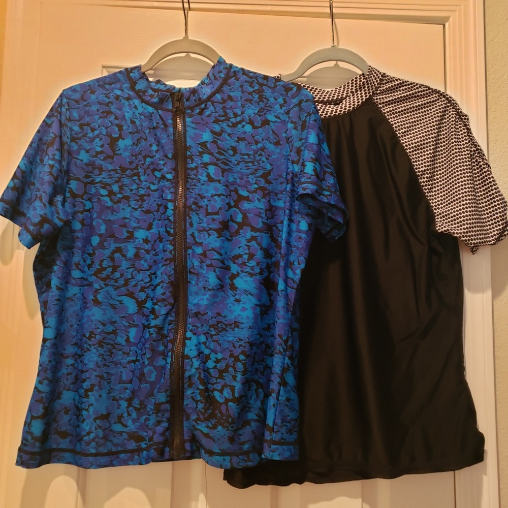 Pair of Women's XL Short Sleeved Swim Shirts
